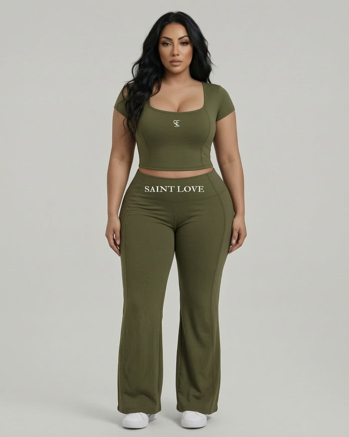 Saint Love Flare Legging - Olive