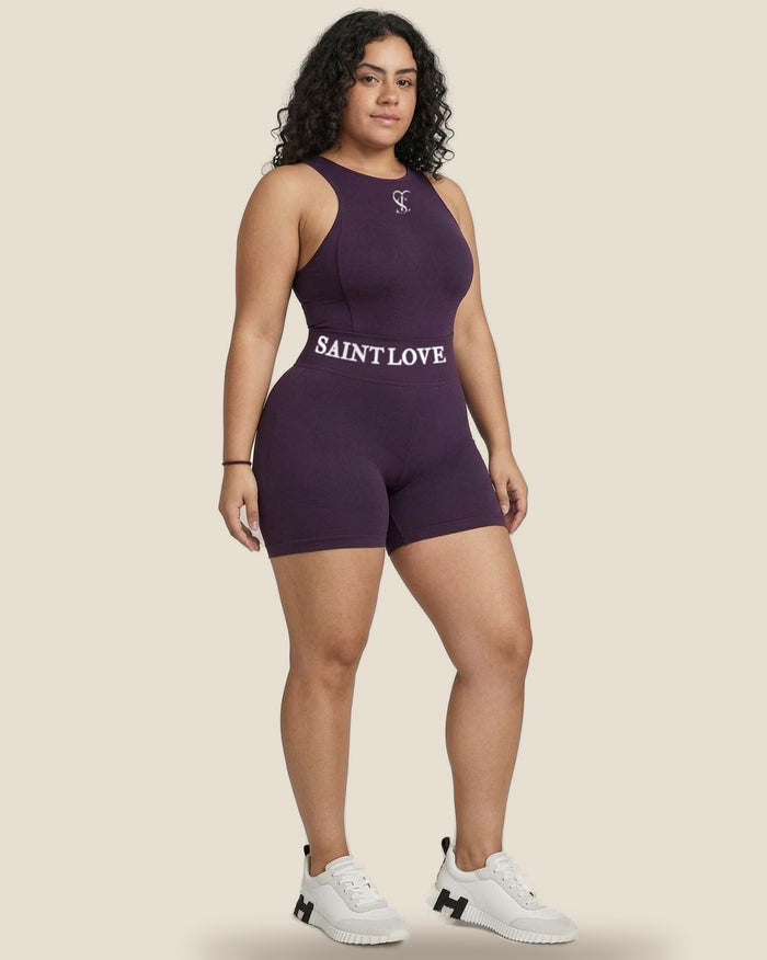 Saint Love Atleet Romper SLA-401 (romper) in aubergine, voorkant