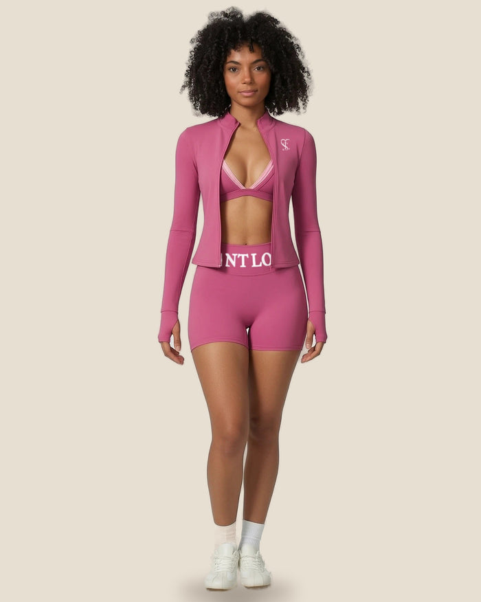 Saint Love Atleet Set SLA-217 (jack + sportbh + short) in framboos, voorkant