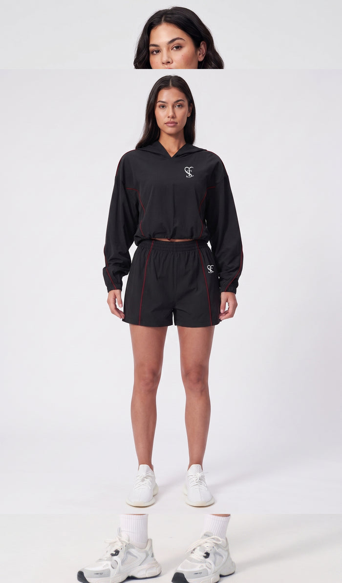 Saint Love Strip Shorts Set Zwart