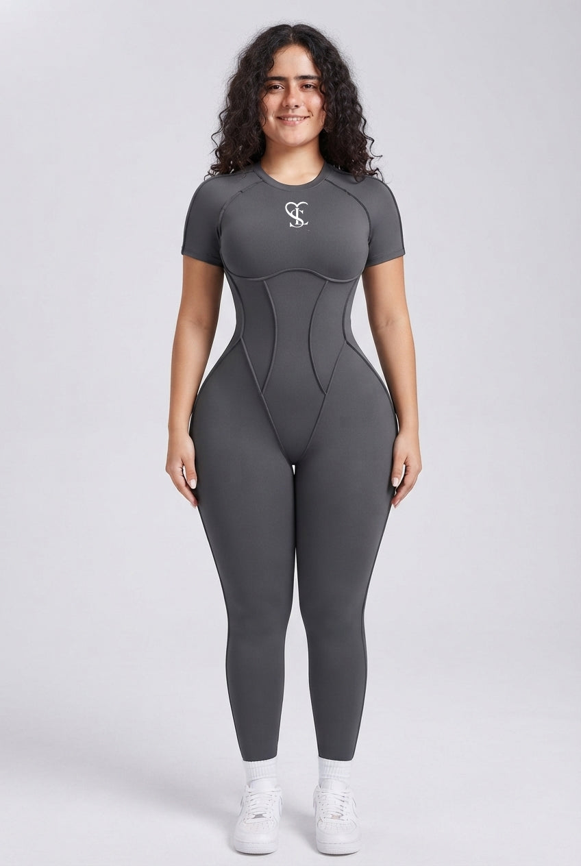 Saint Love Atleet Jumpsuit Short - Grijs voorkant