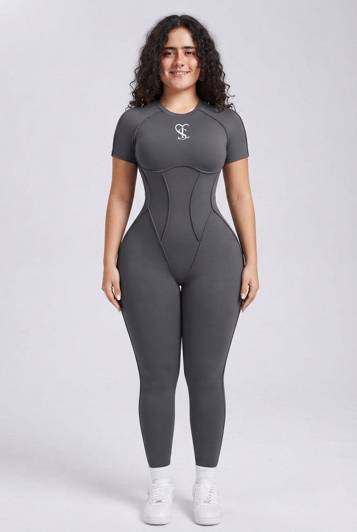 Saint Love Atleet Jumpsuit Short - Grijs voorkant