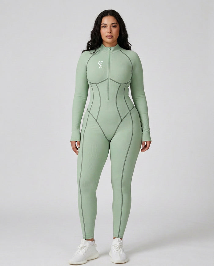 Saint Love Atleet Jumpsuit Fullbody - Groen achterkant