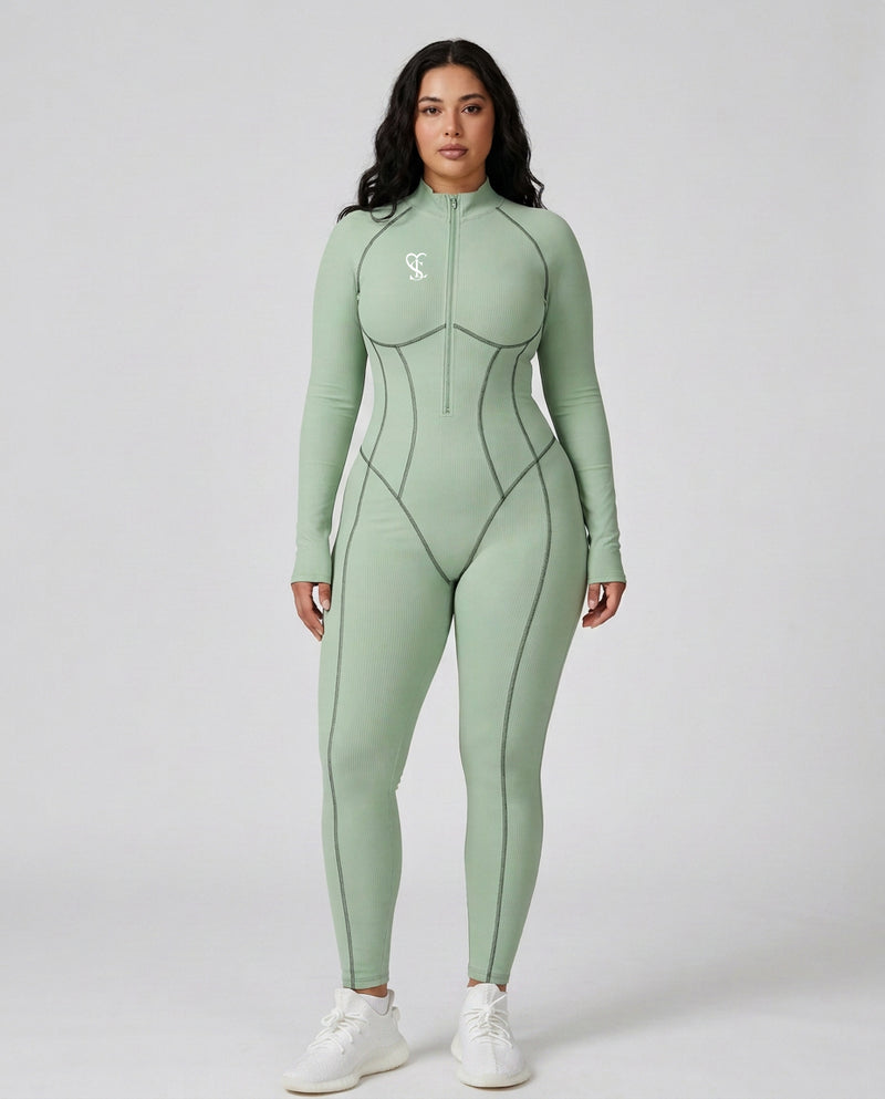 Saint Love Atleet Jumpsuit Fullbody - Groen achterkant