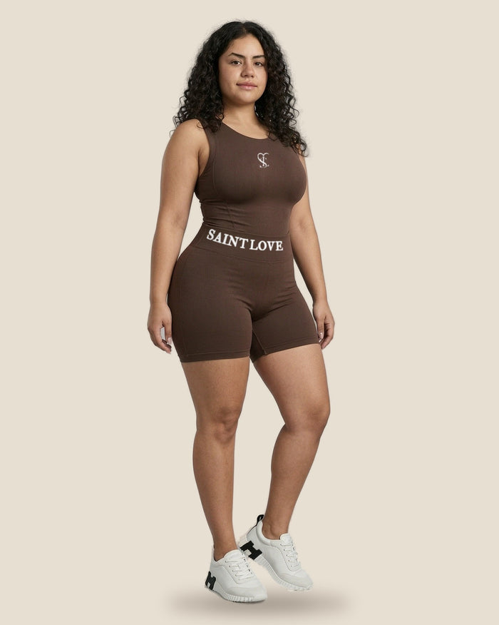 Saint Love Atleet Romper SLA-401 (romper) in bruin, voorkant — tweede weergave