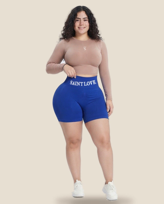 Saint Love Atleet Set SLA-206 (longsleeve + short) in kobaltblauw, voorkant